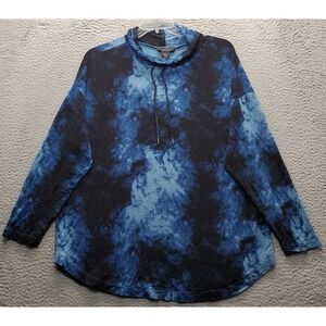 Tahari Sweater Womens 1X Multi Tie-Dye Stretch Long Sleeve Mock Neck Drawstring